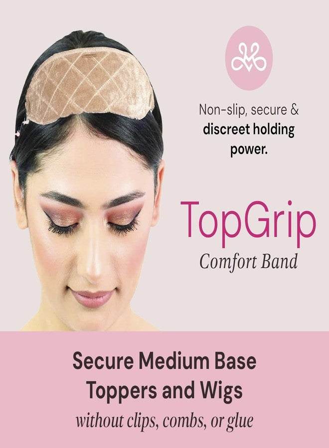 MILANO COLLECTION Glueless Top Grip for Hair Topper & Wiglets, Adjustable Translucent Strap with Side Openings, Top Headband for Your Wig or Topper, Includes Clips, Beige, Medium - Image 2